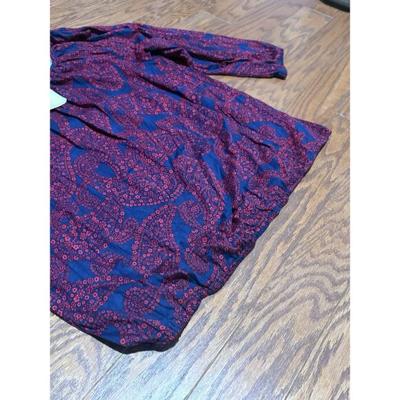 Michael Kors Women's Navy Blue Scarlet Floral 3/4 Sleeve Top Blouse, Size Large - Picture 3 of 6
